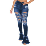 Hole Washing Horn Street Trend Tight Plus Size Women Jeans