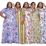 Plus Size Women Clothes Abstract Printing Casual Loose Dress