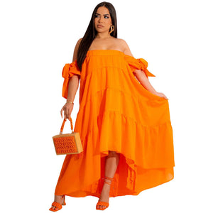 Spring Summer Women Clothing Sexy Off The Shoulder Large Swing Dress