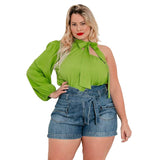Plus Size Spring Summer New Women Clothing Solid Color off-Shoulder Long Sleeve T-shirt  Top for Women