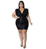 Plus Size Women Clothes Spring Sequin Sexy Vest Dress