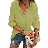 V Neck Long Sleeve Casual Shirt