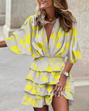 Women's Batman Sleeve V Neck Irregular Hem Dress
