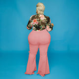 Plus Size Spot Hole Speaker Solid Color Street Trendy  Women Jeans