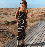 Sexy Wave Striped Tube Top Tight Beach Bohemian Casual Slimming Dehaired Angora Knitted Hip Dress
