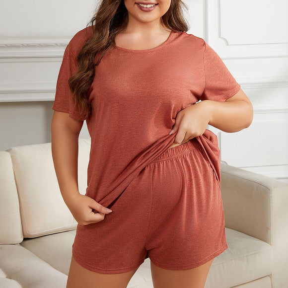 Plus Size Pajamas Women Summer Short Sleeve Home Wear Suit