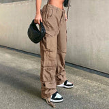 Self-Built Station Autumn Winter Women's Street Hip Hop Low Waist Tooling Denim Pants Casual Pants