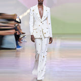 Goods Stars Heavy Industry Metal Hole One Button Blazer Trousers Blazer Suit  Set Two Pieces