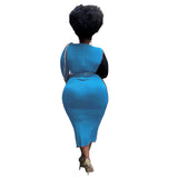 Plus Size Women Clothing Spring Stitching Contrast Color Tight  Dress