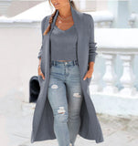 Autumn Winter Cardigan Trench Coat Knitted Loose Two Piece Sweater Solid Color Vest Suit With Camis