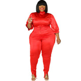 Plus Size Women Clothing Slimming Solid Color Turtleneck Trousers  Body Shaping Two-Piece Suit