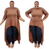 Plus Size Solid Color Stretch Knitted Loose Personalized  Women Dress