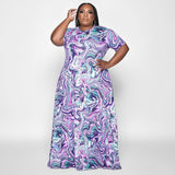Plus Size Women Clothes Abstract Printing Casual Loose Dress
