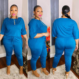 Plus Size Solid Color Loose Casual Jumpsuit  Women Jumpsuit