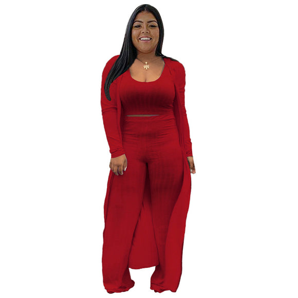 Plus Size Women Clothing   High Elastic Sunken Stripe Three-Piece Suit Tight Sexy Nightclub Women Clothing