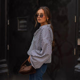 Women  Autumn Winter Long Sleeved Plaid Shirt Office   Top Shirt Women