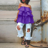 Plus Size Wrapped Chest Ruffled Pettiskirt Tiered Top