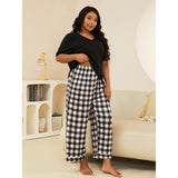 Plus Size Home Wear Suit Spring Autumn 100.00kg Short Sleeved Trousers Pajamas Women