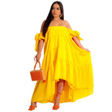 Spring Summer Women Clothing Sexy Off The Shoulder Large Swing Dress