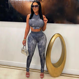 Plus Size Sexy Imitation Denim Printing Suit