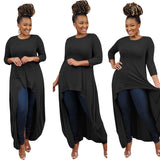 Plus Size Solid Color Stretch Knitted Loose Personalized  Women Dress