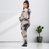Plus Size Popular Autumn Sping Tie-Dyed Loose Hooded Sweater  Casual Set