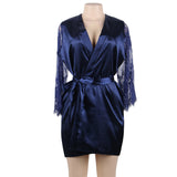 Plus Size Sexy Lingerie  Sexy Flare Sleeve Lace Strap Nightdress Robe