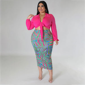 Plus Size Spring Strap Young Hip Bag Two Piece Dress Women Clothing