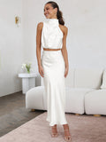 Summer Women Clothing Sexy Scarf Top Draping Skirt Casual Set Women Evening Dress