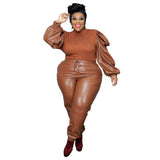 Plus Size Stitching Coating Trendy Casual  Suit