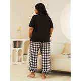 Plus Size Home Wear Suit Spring Autumn 100.00kg Short Sleeved Trousers Pajamas Women