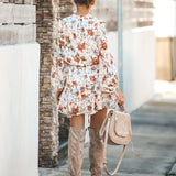 Pullover long sleeve high waist print irregularity commuter dress