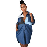 Plus Size Denim Shirt Women Long Sleeved Women Shirt Autumn New Simple Fashion Outer Wear Design Blue