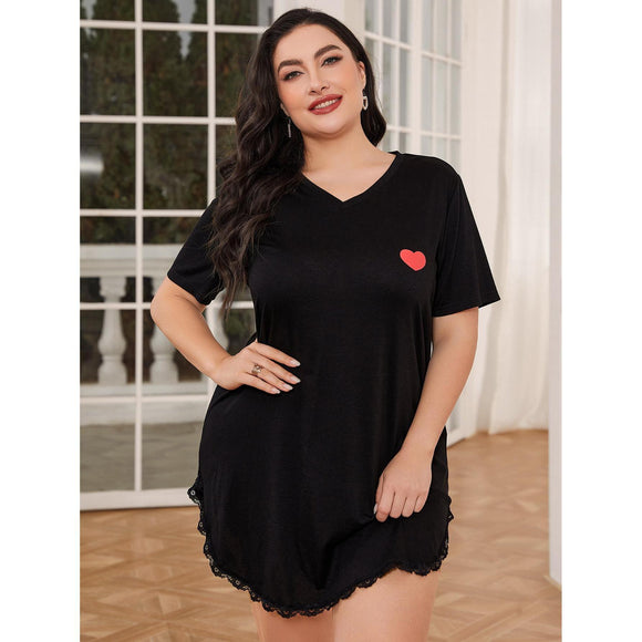Plus Size Pajamas Women Spring Summer Short Sleeves Nightdress Women Loose Home Wear
