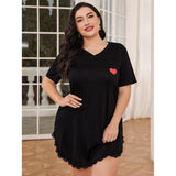 Plus Size Pajamas Women Spring Summer Short Sleeves Nightdress Women Loose Home Wear