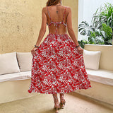 Summer Women Wear Red Slip Vacation Dress