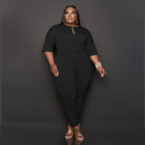 Plus Size Solid Color Loose Casual Jumpsuit  Women Jumpsuit