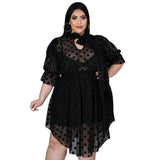 Plus Size Popular  Sexy See-through Mesh Hollow Out Cutout Dress for Women