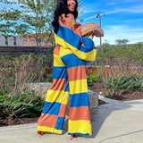 Plus Size Spring Autumn Women Loose Oversized Long Sleeves Suit Round Neck Printed Shoulder Two Piece Set