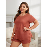 Plus Size Pajamas Women Summer Short Sleeve Home Wear Suit