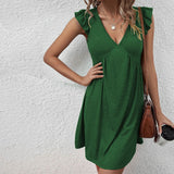 Summer Women  Clothing V neck Sexy Dress Loose Casual Sleeveless Vest Dress