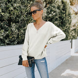 Leisure V Neck Long Sleeve Pullover Shirt