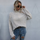 Leisure Half High Neck Long Sleeve Pullover Shirt