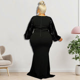 Plus Size Women Clothes Winter New Hit Sequin Sleeve Women Dress