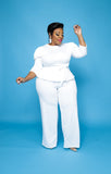 Plus Size Autumn Platform Solid Color Long-Sleeved Trousers  Two-Piece Suit