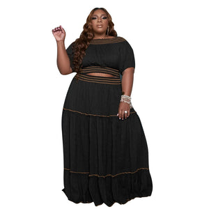 Plus Size Spring Women Wear Suit Two Piece Skirt