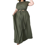 Plus Size cropped Two-Piece Set Multi-Color Printing Suit Women Two-Piece Set