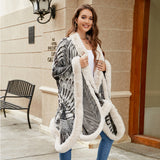 Autumn Winter Aristolochia Ringens Knitted Cape Women Thickened Warm Shawl