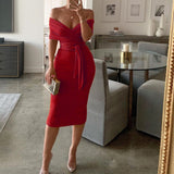 Off Shoulder High Waist Skirt Set