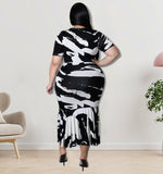 Plus Size Women Clothes Spring round Neck Short Sleeve Dress